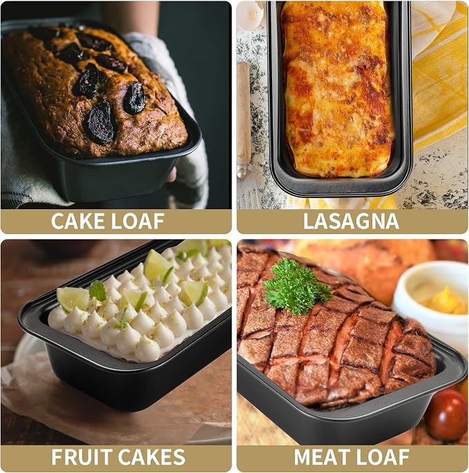 10 Pcs Loaf Pans for Baking Bread, Nonstick Loaf Bread Pan 8 x 4 Inch, Carbon Steel Bread Pan for Homemade Bread (Black)