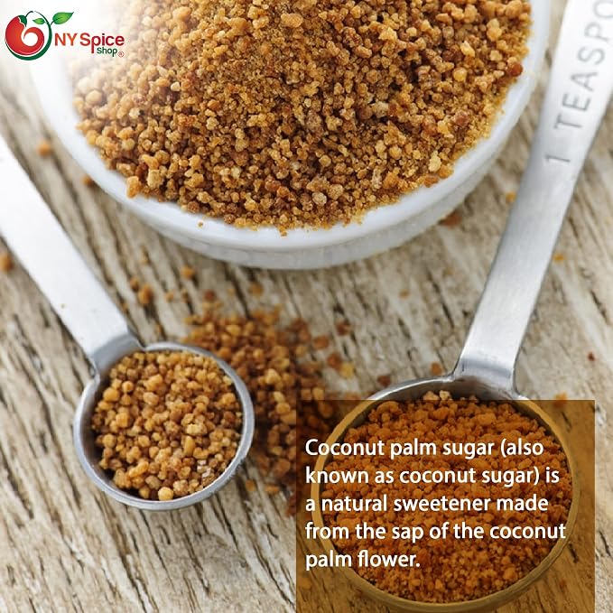 NY SPICE SHOP Coconut Palm Sugar - Brown Coconut Sugar - Coconut Palm Sugar - Sweetener Substitute - Great for Desserts, Baking, Coffee, Tea, Oatmeal, & More –Natural Refined Sugar - 3 (Pound)