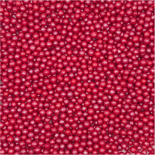 NCS Red Shimmer 4mm Edible Sugar Pearls Sprinkles – Cupcake, Cake, Cookie & Baking Decorations, 7 oz
