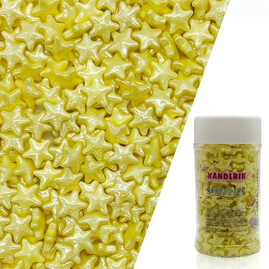 10mm Yellow Sprinkles Edible Stars Cake Decorating Stars Cake Decorations Cupcake Toppers Cookie Decorating Perfect for Cakes,Cupcakes,Desserts Toppings 3OZ