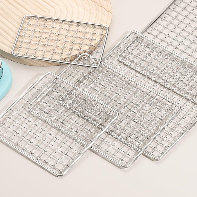 uxcell Cooling Racks, 9.8" x 11.8" Stainless Steel Barbecue BBQ Grill Net Mesh Rack Grate for Cooking, Roasting, Grilling, Oven & Dishwasher Safe, Silver