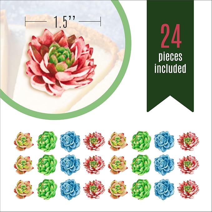 Sugar Robot Inc. Edible Wafer Succulents - Cake and Cupcake Toppers, Decoration Premium Crafted in the USA