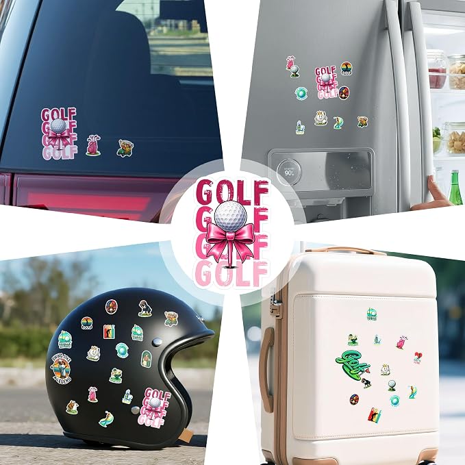 Golf Stickers Pack 100 PCS, Waterproof Vinyl Golfing Stickers for Laptop Water Bottle Luggage Helmet Scrapbook, Aesthetic Sports Sticker Golfers Teens Women Men, Golf Gift Decoration Set