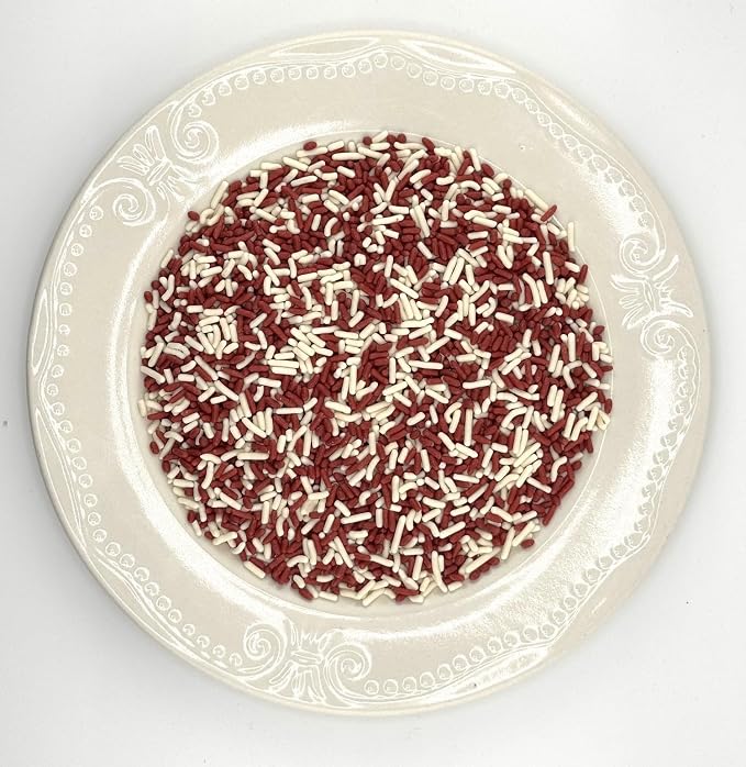 Red and White Sprinkles 4oz pack for Cake, Cupcake, Cookie Decorations, Ice Cream and Donut Toppings Edible Decorating Baking Supplies - Mix