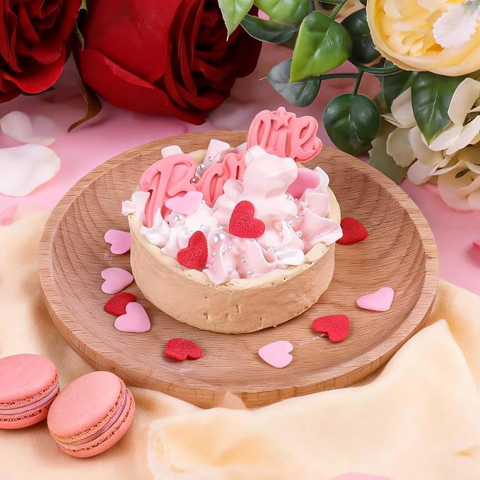 Pink & Red Heart Sprinkles for Cake Decorating, Valentines Sprinkles for Baking, Edible Heart Shaped Confetti for Cookies, Cupcakes & Ice Cream