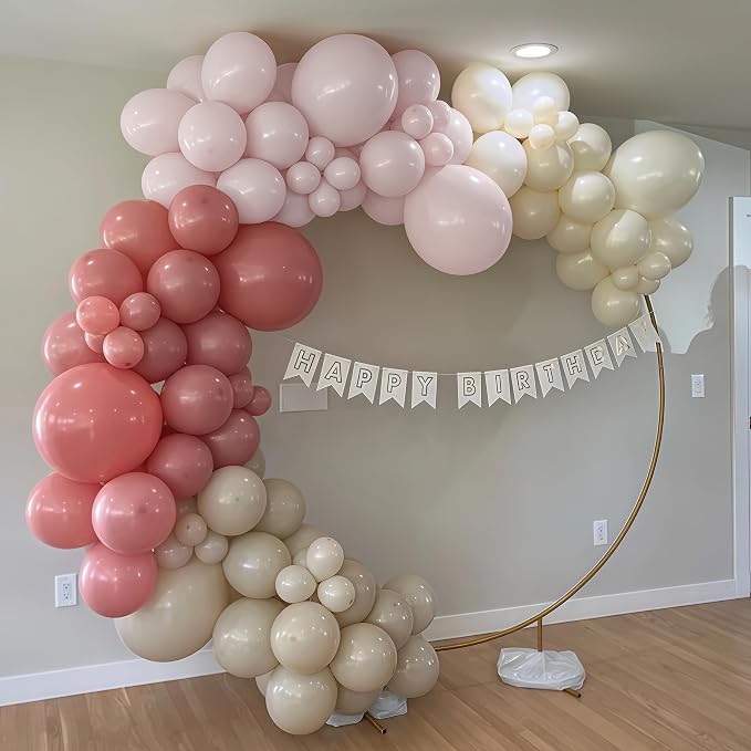 Dusty Pink Balloon Arch Kit 115Pcs Retro Blush Pink Sand White Balloons Garland Kit Neutral Boho Peach Nude Beige Cream Birthday Party Balloons for Girls Women Baby Shower Bridal Wedding Decorations