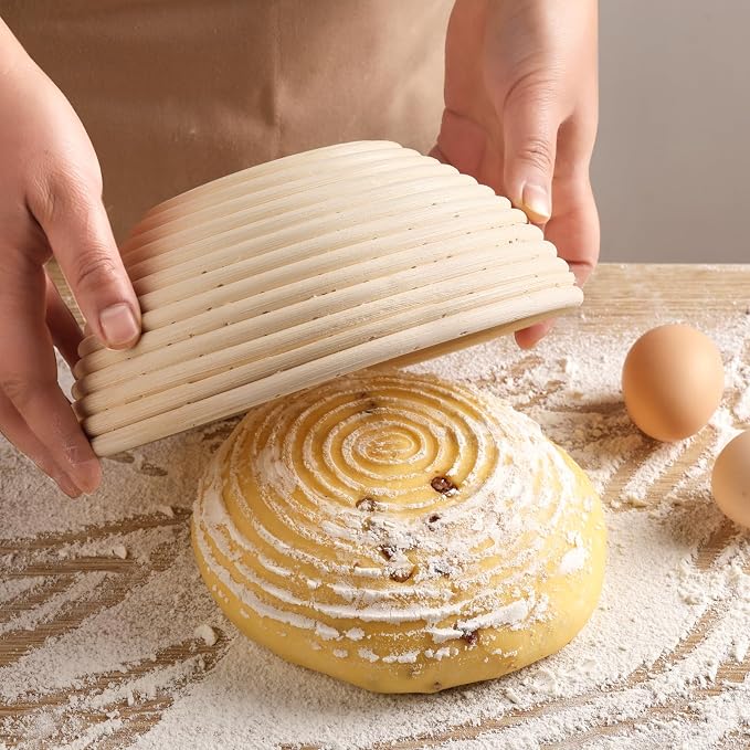 Banneton Bread Proofing Basket, 2 Pack 9inch Round Sourdough Banneton Baskets, Banneton Bread Basket for Sourdough Baking Supplies