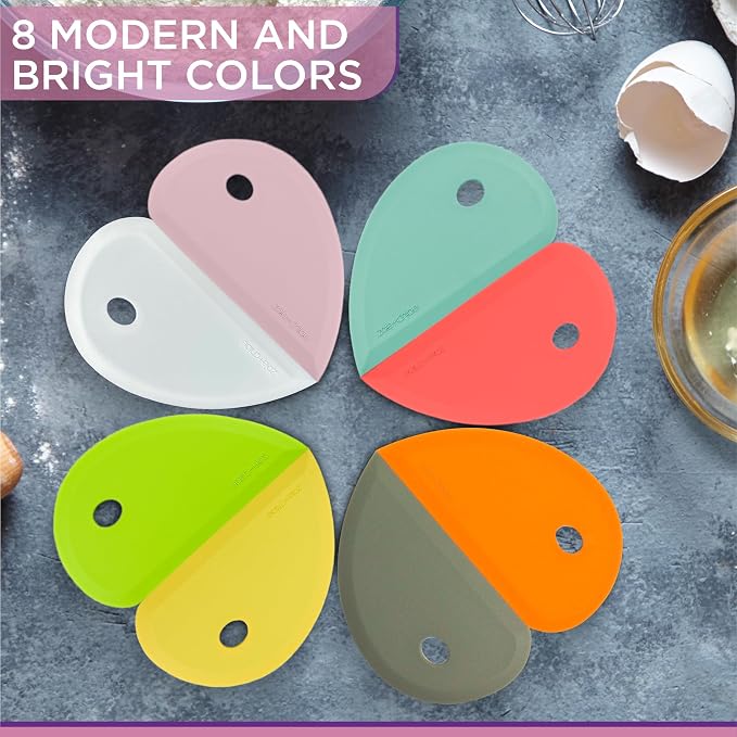 Zoie + Chloe Multipurpose Silicone Bowl Scraper - Dough Scraper for Cleaning Mixing Bowls, Baking Pan - Silicone Scraper Spatula For Painting, Smoothing, Frosting, Cake Decorating - White, 7x3.75"