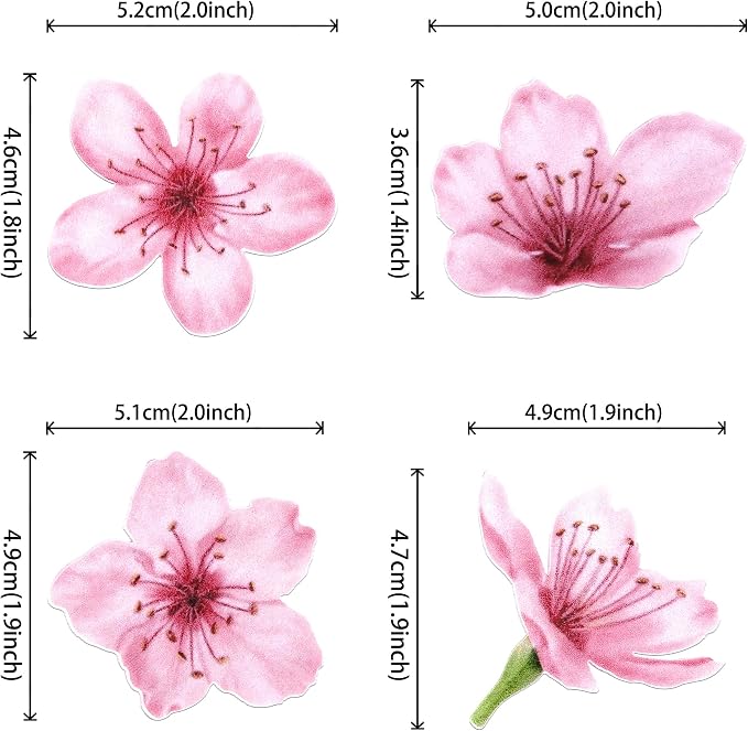 40 Pack Edible Cherry Blossom Cupcake Toppers Cherry Flowers Cake Toppers Rice Paper Wafer Paper Cupcake Picks for Cherry Blossom Baby Shower Kids Birthday Cupcake Decorations