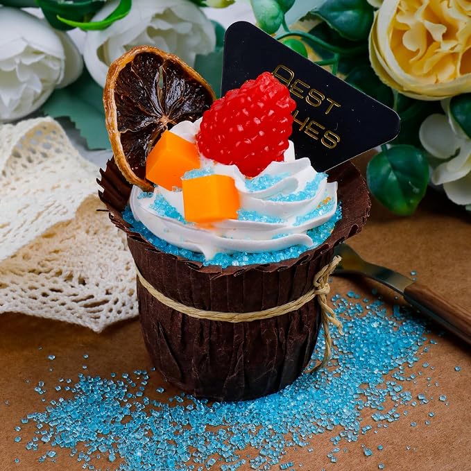 Blue Sanding Sugar - Sparkling Sugar Crystals for Baking Decorations (130g/4.6oz) - Edible on Cookies, Cupcakes, Cakes, Ice Cream | Wedding, Party, Valentines Sugar Sprinkles