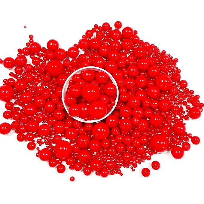 Sprinkles Edible Red Pearl Sugar Sprinkles Candy 142g/5.01oz Mix Size Red Pearls Cookie Decorations and Cupcake Toppings, Wedding Party Valentines Christmas Supplies