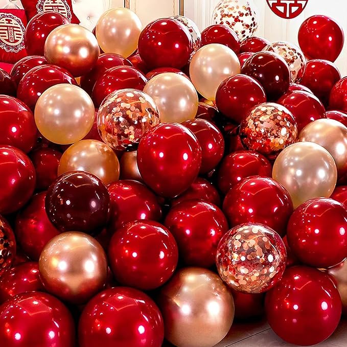 Voircoloria 90pack Ruby Balloons Different Size 18/12/10/5 Inch Ruby Balloon Garland Arch Kit for Graduation, Wedding, Birthday, Princess Them, Valentine's Day, Anniversary Party Decorations