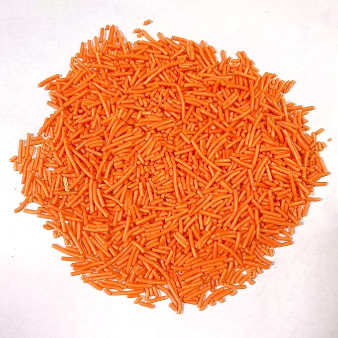 Sentovac Orange Jimmies Sprinkles Edible for Cake Decorating Orange Sprinkles Sugar Candy Cookie Cupcake Topper Ice Cream Baking Decorations Wedding Halloween Christmas Supplies 3.53oz