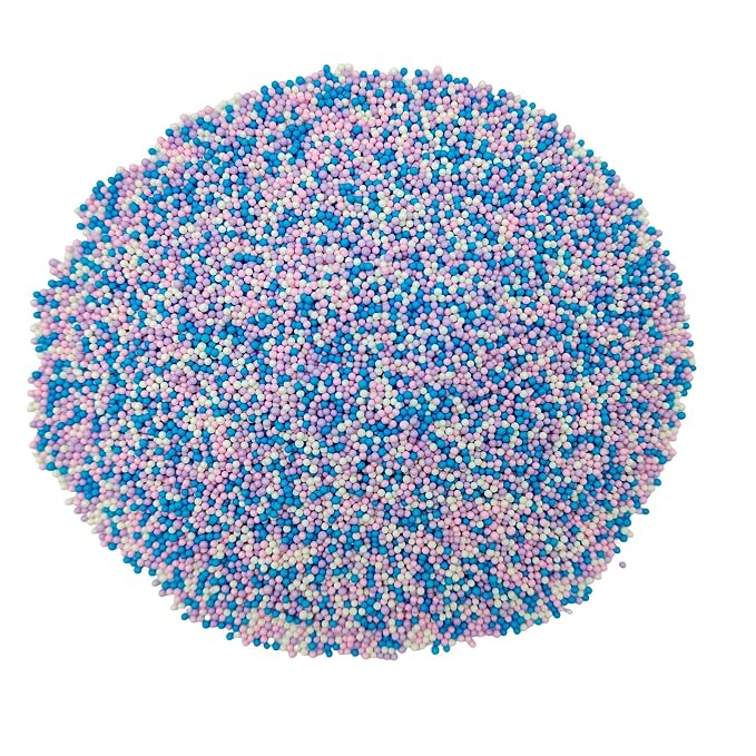 Mermaid Sprinkles Pink Blue Purple and White Nonpareils Sprinkles Edible Mini Pearl Sprinkle for Cake Decorations, Baking, Ice Cream, Cookies, Donuts and Lollipops - 2mm Sugar Pearls