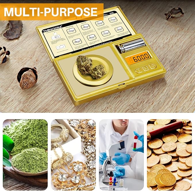 THINKSCALE Milligram Scale 50g x 0.001g, Powder Scale for Reloading Gold | Mg Scale for Powder & Reloading, 50g Calibration Weight, Scoop, Pan, Tweezers, Tare, LCD Display