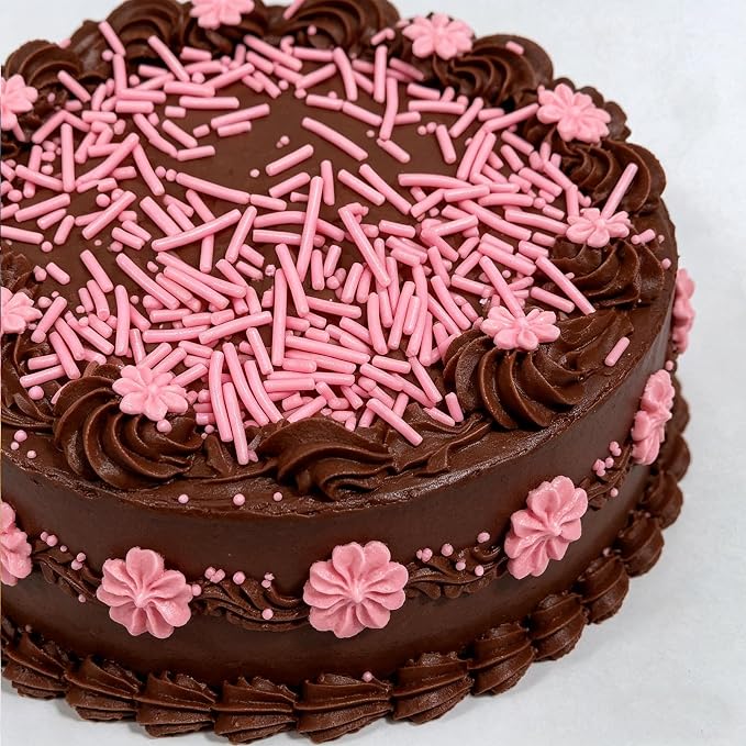 Sentovac Pink Jimmies Sprinkles Edible for Cake Decorating Valentines Sprinkles Sugar Candy Cookie Cupcake Topper Ice Cream Baking Decorations Wedding Halloween Christmas Supplies 3.53oz