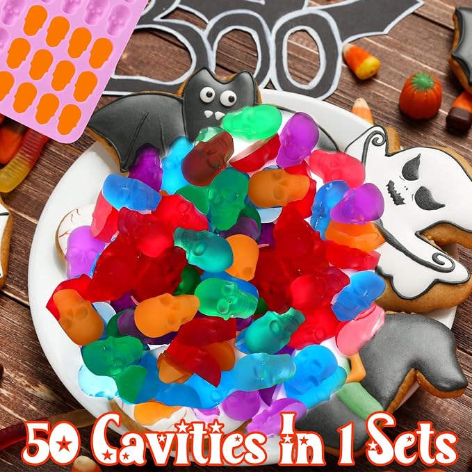 Palksky Skull Gummy Silicone Mold Sugar Chocolate Candy Molds,Skull Silicone Mold for Gummies for Kids,Halloween Jello Molds，(4PCS)
