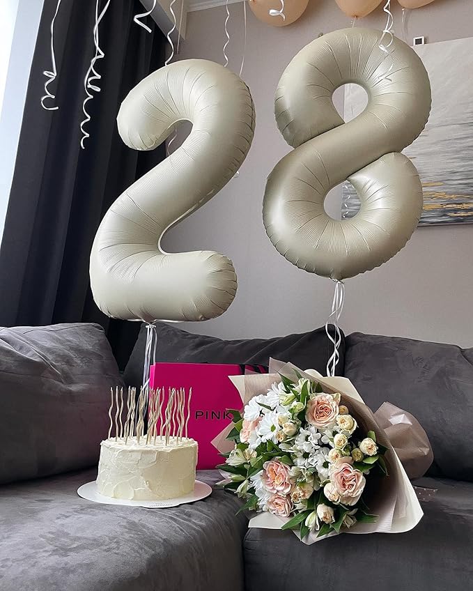 Cream 7 Balloon, Number Balloons 40 Inch, Cream 7th Birthday Decorations for Kids Girls Boys, Party Decoration for Women Men, Number 7 Balloon