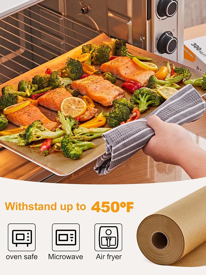 SMARTAKE Parchment Paper Roll for Baking, 2-Pack of 13 in x 278 ft, 600 sq.ft, Non-Stick Baking Paper Sheets with Slide Cutter, Heavy Duty Extra Long, for Kitchen Baking Cooking Grilling, Unbleached
