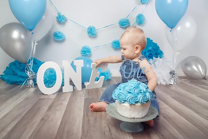 MYAMPED First Birthday Cake Topper - Glitter Sky Blue One Sign 1st birthday Cake Decorating Supplies, Suitable for Baby Shower Favors, Baby Gender Reveal, Baby Birthday Party (Sky Blue)