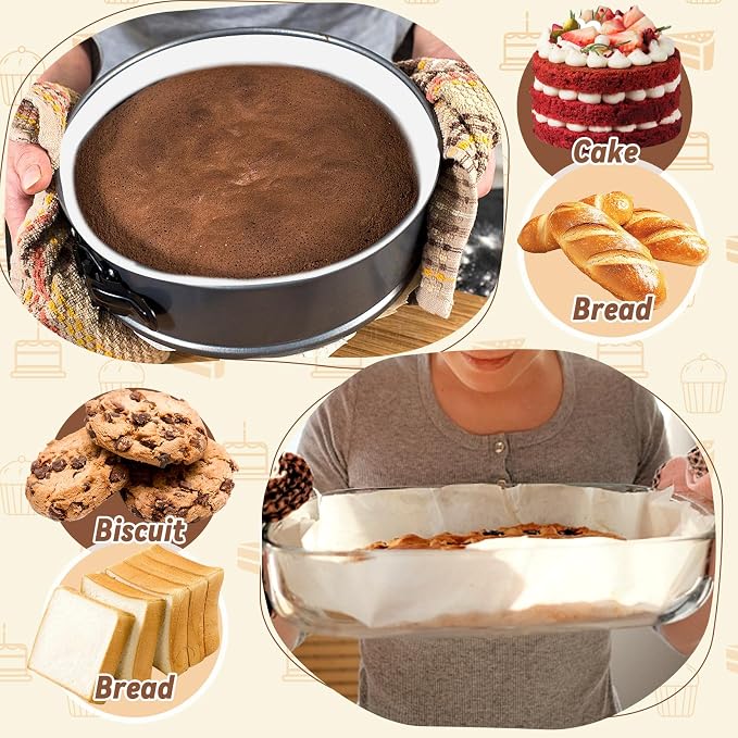 Baking Parchment Paper Side Liners - 2.95 in x 131.23 ft Cake Pan Side Liner Roll Parchment Paper Strips for Round Cake Pans, Cheesecake Springform Pan, Heat Resistant Kitchen Paper