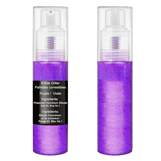 Edible Glitter Spray - 20g Luster Dust Edible Food Grade Glitter for Cake Decorating, Cocktails, Drinks - Shimmer Dust Powder Metallic Food Coloring Powder for Cookie, Candy, Icing (Purple)