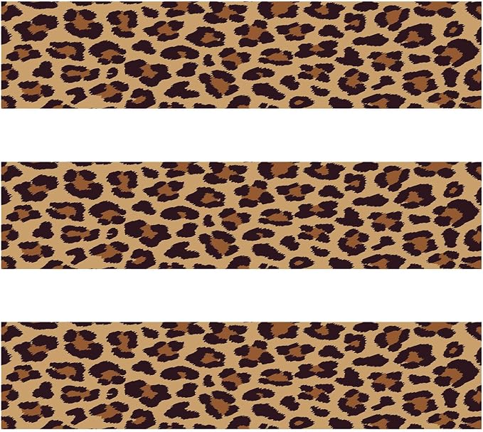 3pcs Leopard Edible Cake Paper, 2.4x11 Inches per Sheet Cheetah Print for Cakes Jaguar Image Wrap Side Toppers Decor Glutinous Rice Strips Borders for Women's Birthday Party Decoration Supplies