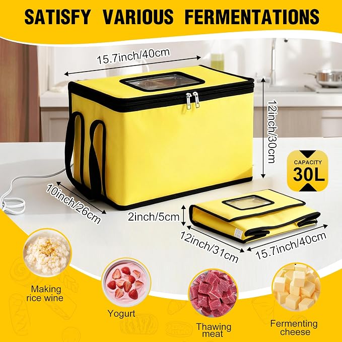Dough Proofing Box Heated, 30L Foldable Bread Proofer with Temperature & Timer Controller Yogurt Fermentation Proofer Making Bread, Yogurt, Natto and Handmade Soap