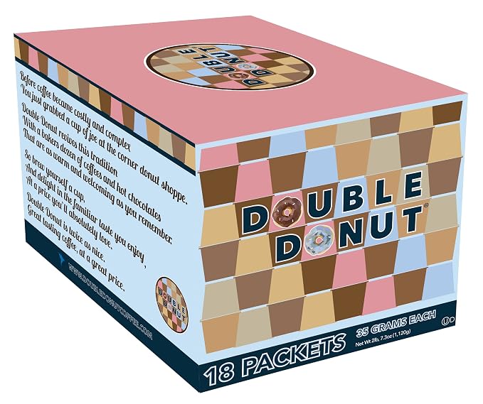 Double Donut Coffee Double Donut White Hot Chocolate Mix Packets, Flavored White Hot Cocoa Mix Packets, 18 Count