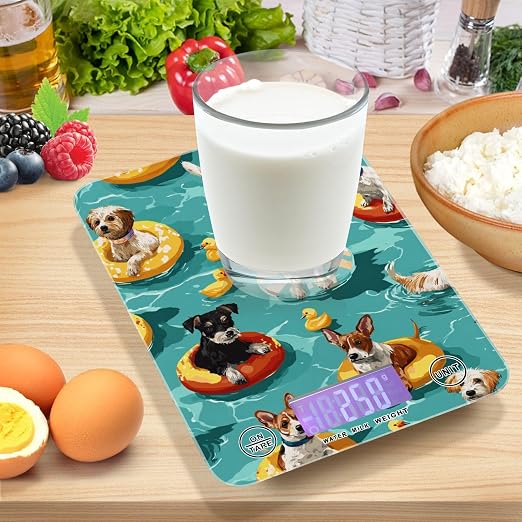 Food Scale Kitchen Scale Food Weight Scales Digital Weight Grams and Ounces Small Electronic Food Scale for Baking Cooking Teal Swimming Pool Dogs and Ducks