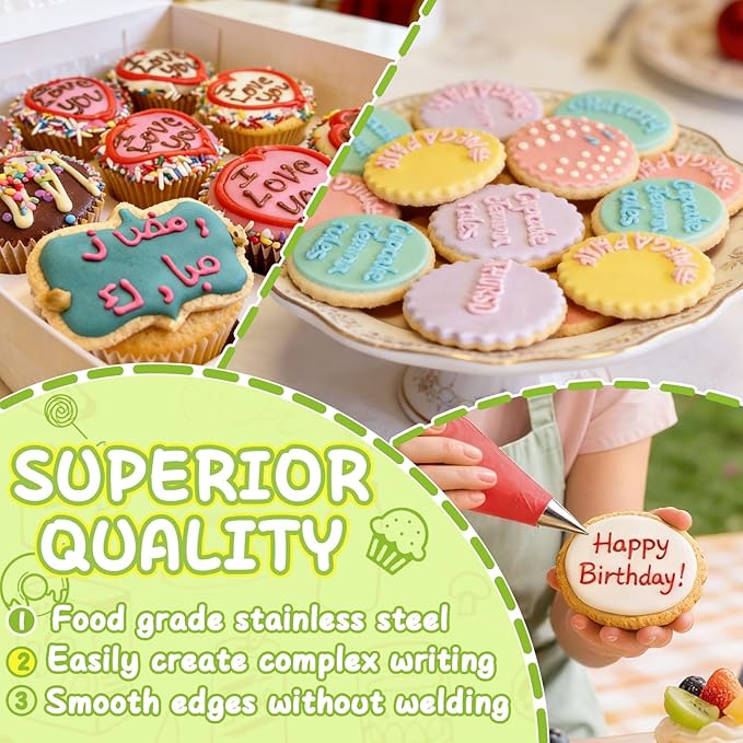 Hendiy 6 Pieces Round Stainless Steel Piping Tips Set | Icing Tips, Cupcake Frosting Nozzles, Small Decorating Piping Tip, For Cookies Cupcake