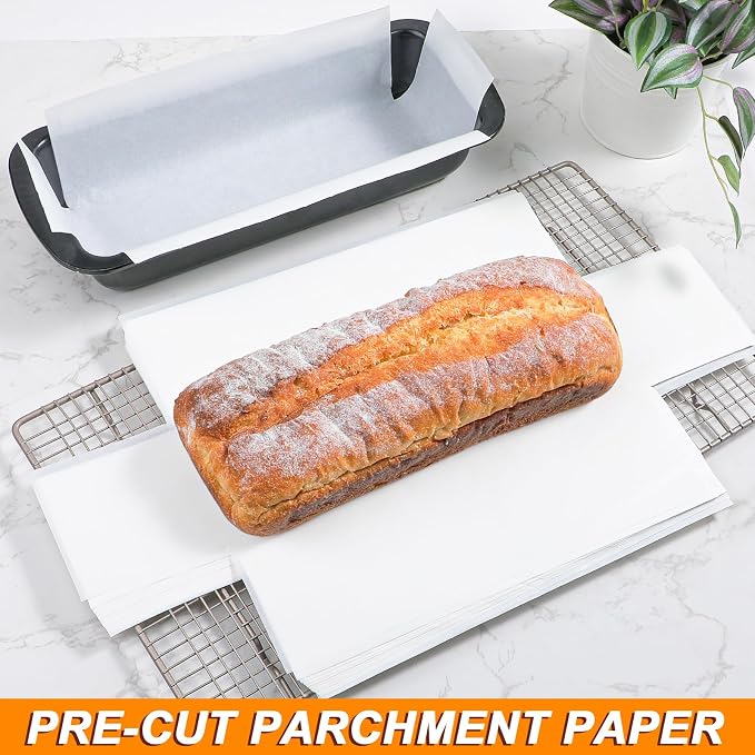 Webake Unbleached Parchment Paper Large Loaf Pan Liners for 13" x 5" Long Baking Bread, Original Precut, Non Toxic 100Pcs