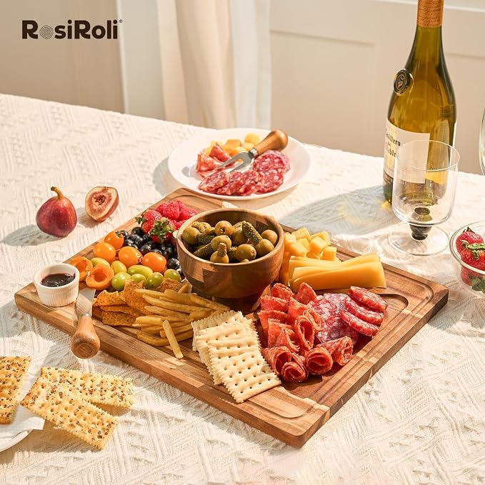 Acacia Wood Cake Stand with Lid, 2-in-1 Rectangular Charcuterie Board & Dessert Display with Shatterproof Acrylic Dome Cover, Serving Platter for Outdoor Entertaining, Wedding Receptions