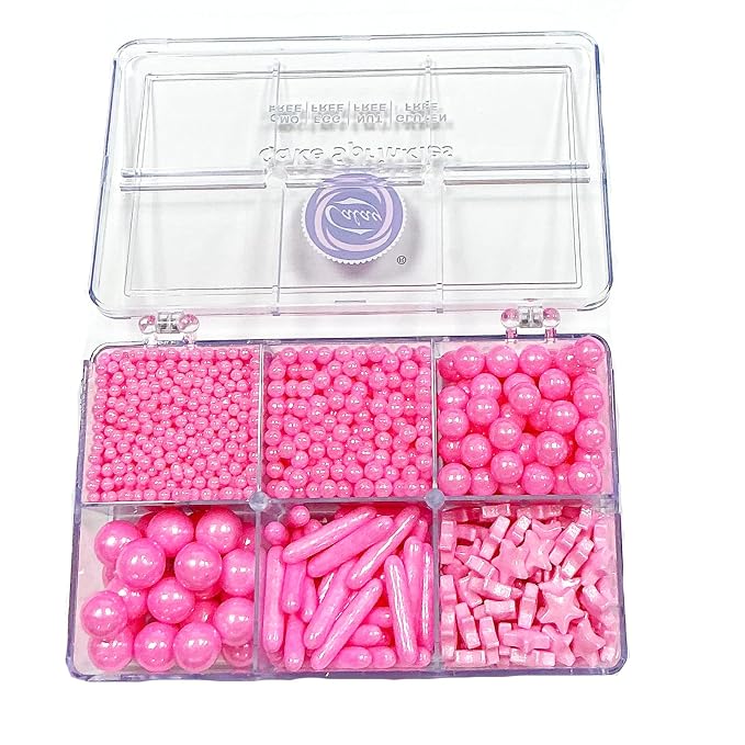 Homipooty Edible Pink Pearl Sugar Sprinkles 130g/4.58oz Pink Pearl Star Sprinkles For Cake Decorations Wedding，Cookies，Ice Cream, Cupcake Toppers, Halloween Christmas Supplies