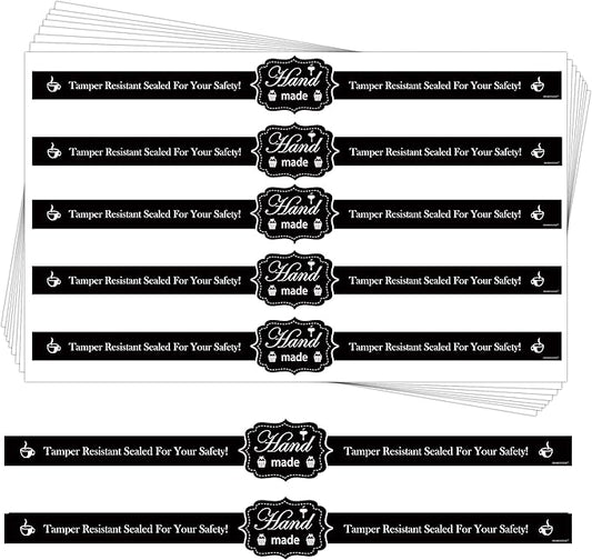 Tamper Evident Seal Stickers 9x1 200Pcs Baking Food Package Label | Black | Handmade Bakery Seal | Cake Box | Freshness Label