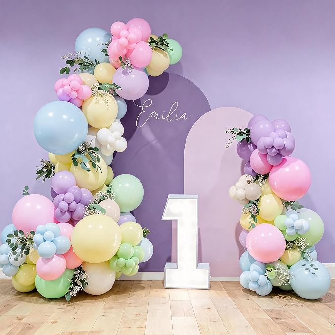 SNLN Purple Pastel Balloon Arch Kit, 140Pcs Lavender Pink Blue Balloons for Baby Shower Gender Reveal Birthday Wedding Bridal Shower Party Decorations