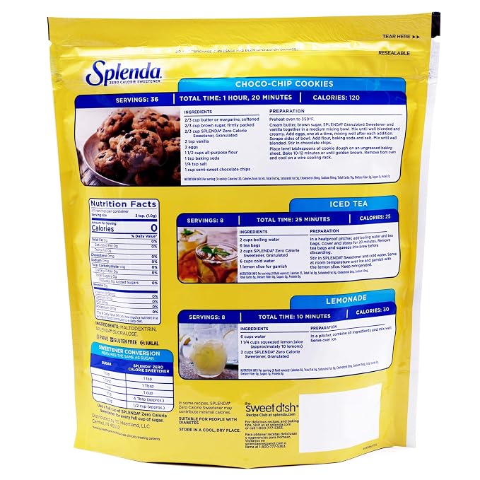 SPLENDA Zero Calorie Sweetener, Granulated Sugar Substitute, 9.7 Oz, (Pack of 4)