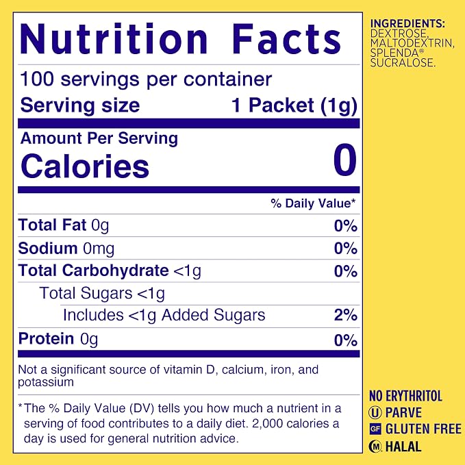 SPLENDA Zero Calorie Sweetener, 100 Count (Pack of 2)