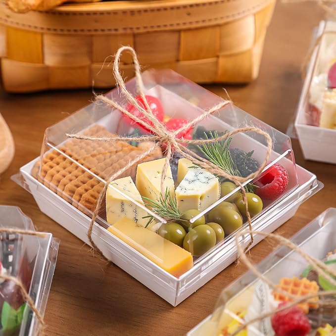 100 Pack White dessert Boxes 5.3x4.9x2.5in for Orders | Clean base works for organized cookie runs, dessert portions and weekend pickup tables.