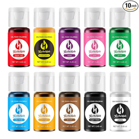 Gel Food Coloring - 10 Colors x 0.45 oz Concentrated Gel Based Food Dye Vibrant Icing Colors Professional-Grade Neon Food Color for Baking Cake Decorating Cookies Fondant