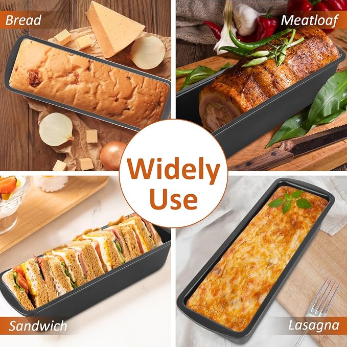 AKOLAFE 4 Pack Large Loaf Pans Nonstick Banana Bread Pan for Homemade Bread Baking Pan for Oven Metal Meatloaf Pans Sandwich Bread Loaf Pan for Baking Bread Tins for Baking Meat Loaf Cake (Inner 10x3)