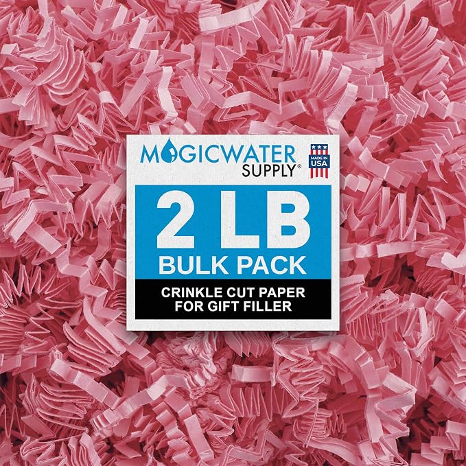MagicWater Crinkle Cut Paper for Gift Baskets - 2LB - Light Pink - Perfect for Shredded Paper Filler, Basket Filler, Gift Boxes, Bridesmaid Gifts, Christmas Stuffers & More – Ideal for All Occasions