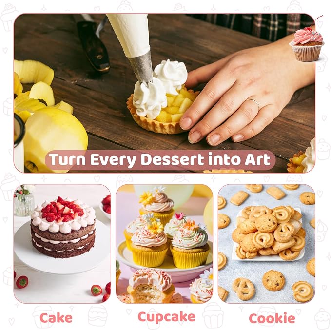 Large Piping Tips Set, Stainless Steel frosting tips Reusable Pastry Bag Cake Decorating Tools for DIY Pastry Dough Cupcake Cookie (8 Pcs)