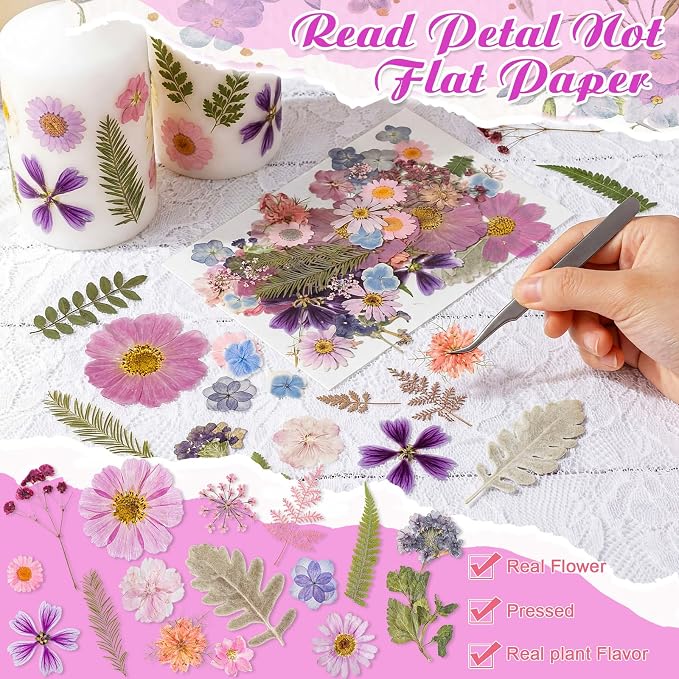 96 Pcs Natural Dried Pressed Flowers for Cake Topper Decorating Cupcake Toppers Cocktails Resin Jewelry Candle Soap Making DIY Art Crafts
