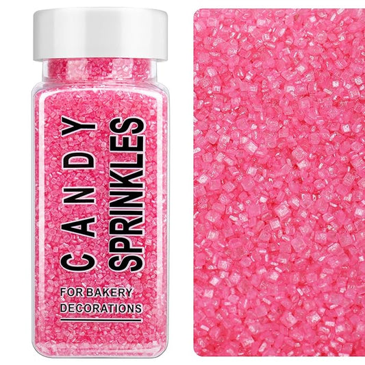 Pink Sanding Sugar Sprinkles, 4.6 oz Edible Sparkling Sugar Crystals for Baking Topping, Cupcakes, Cookies, Ice Cream & Cake Decorating, Wedding Party Valentines Supplies