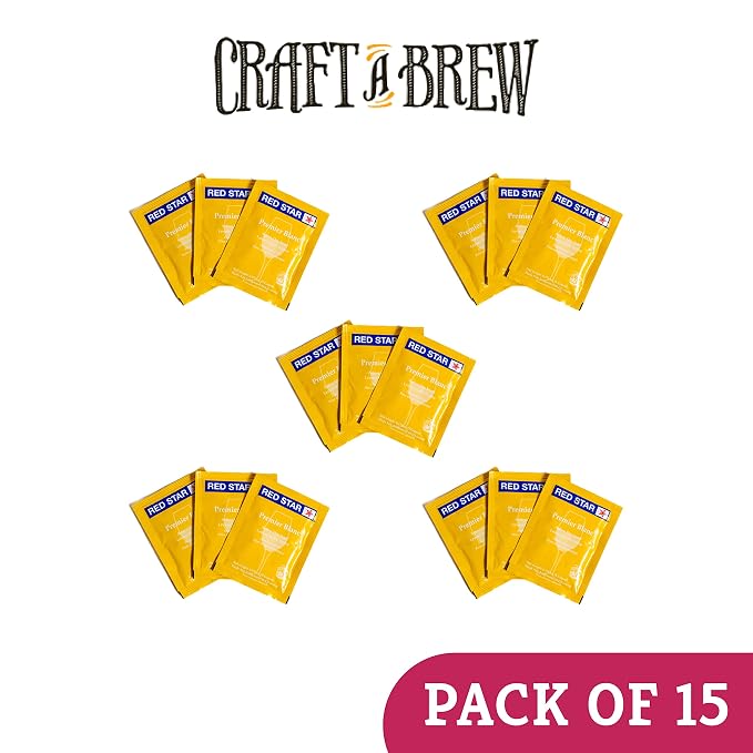 Craft A Brew - Red Star Premier Blanc Wine Yeast - All-Purpose, High-Performing Dry Wine Yeast - For Red & White Wines - Ingredients for Home Fermenting - Wine Making Supplies - 15 Pack