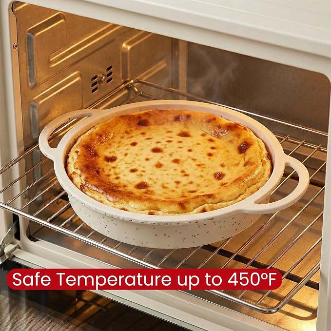 2 Pack 9 Inch Silicone Round Cake Pans, Reinforced Metal Frame Bread Mold with Handles, Non-stick Food-grade Pie Bakeware for Baking Cheese, Chocolate Cake, Layers