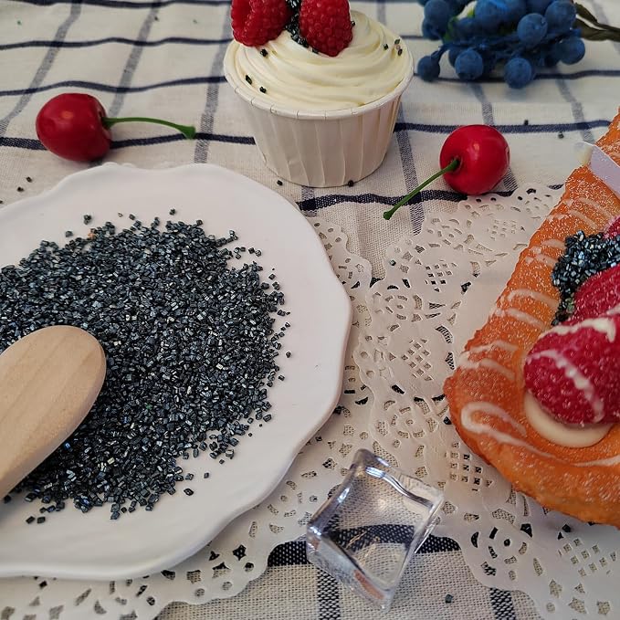 Black Sprinkles for Baking, Black Sanding Sugar Crystals, 4.23 ounces Edible Sparkling Coarse Sugar Sprinkles for Cake Decorating, Cupcake Topper, Cookie Toppings, Wedding Birthday Christmas Supplies
