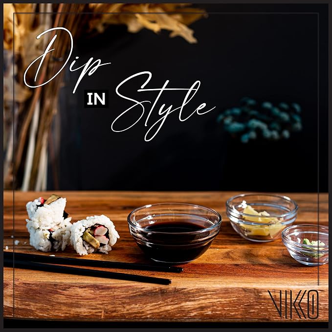 Vikko 3.5" Small Glass Bowls: Clear Glass Bowls - Mise en Place Bowls - Glass Prep Bowls for Cooking - Sauce, Snack, Dessert & Dip Bowls - Glass Cereal Bowls - Pinch Bowl Set of 12