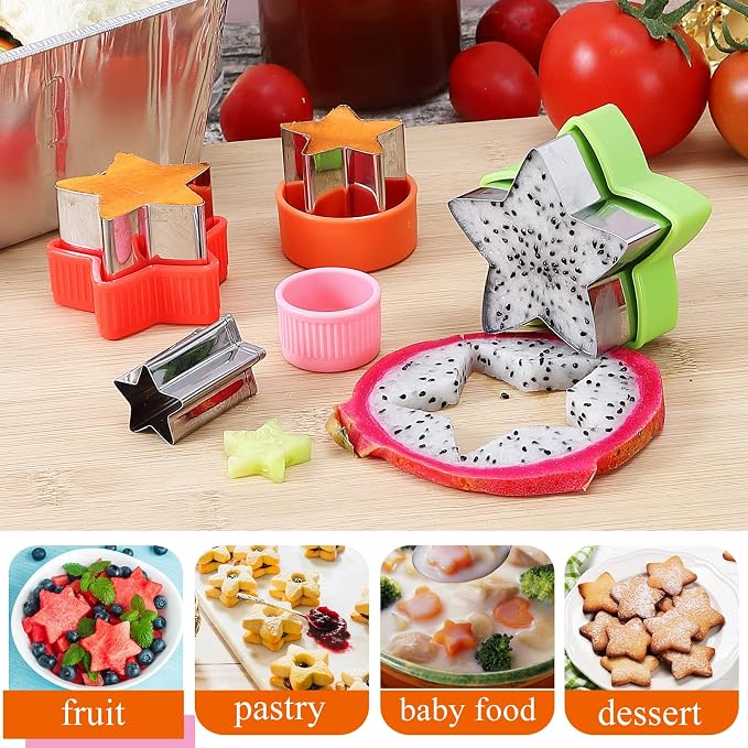 MUYIYAMEI Star Cookie Cutters Set - Sandwich Sealer & Five-Pointed Star Shaped Cookie Cutter Biscuit Molds Fondant Cake Cheese Pastry Mold Bakeware Tools (Assorted Sizes)